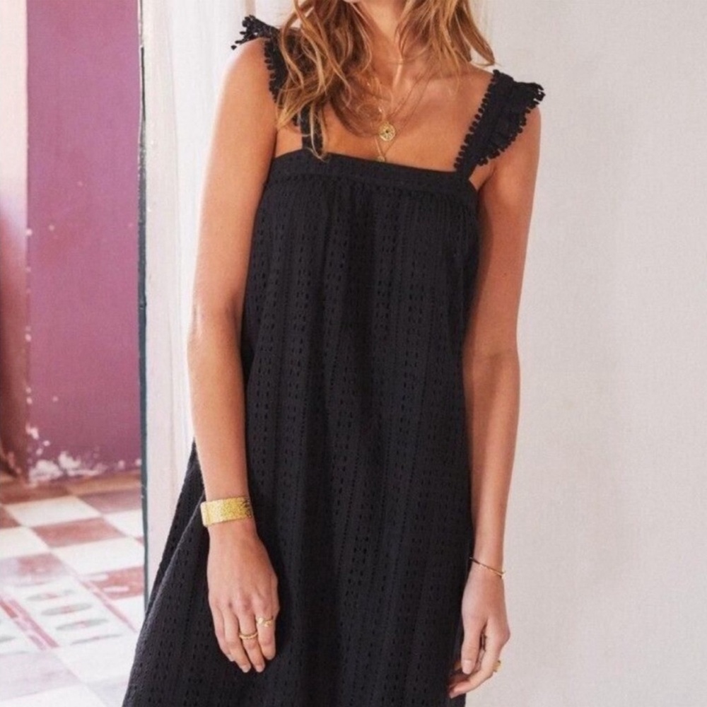 Sezane Assia Black Eyelet Dress